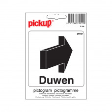 STICKER DUWEN (TEKST MET PIJL) 100X100 MM